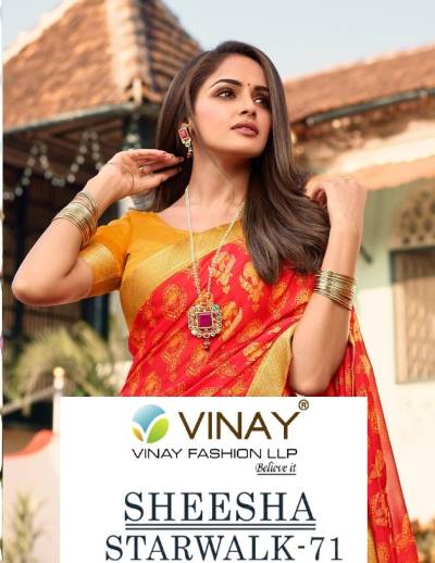 Sheesha Starwalk Vol 71 By Vinay Partywear Georgette Silk Saree Collection